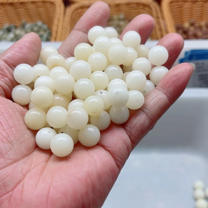 吊坠白玉菩提瑕疵11白玉圆珠200颗