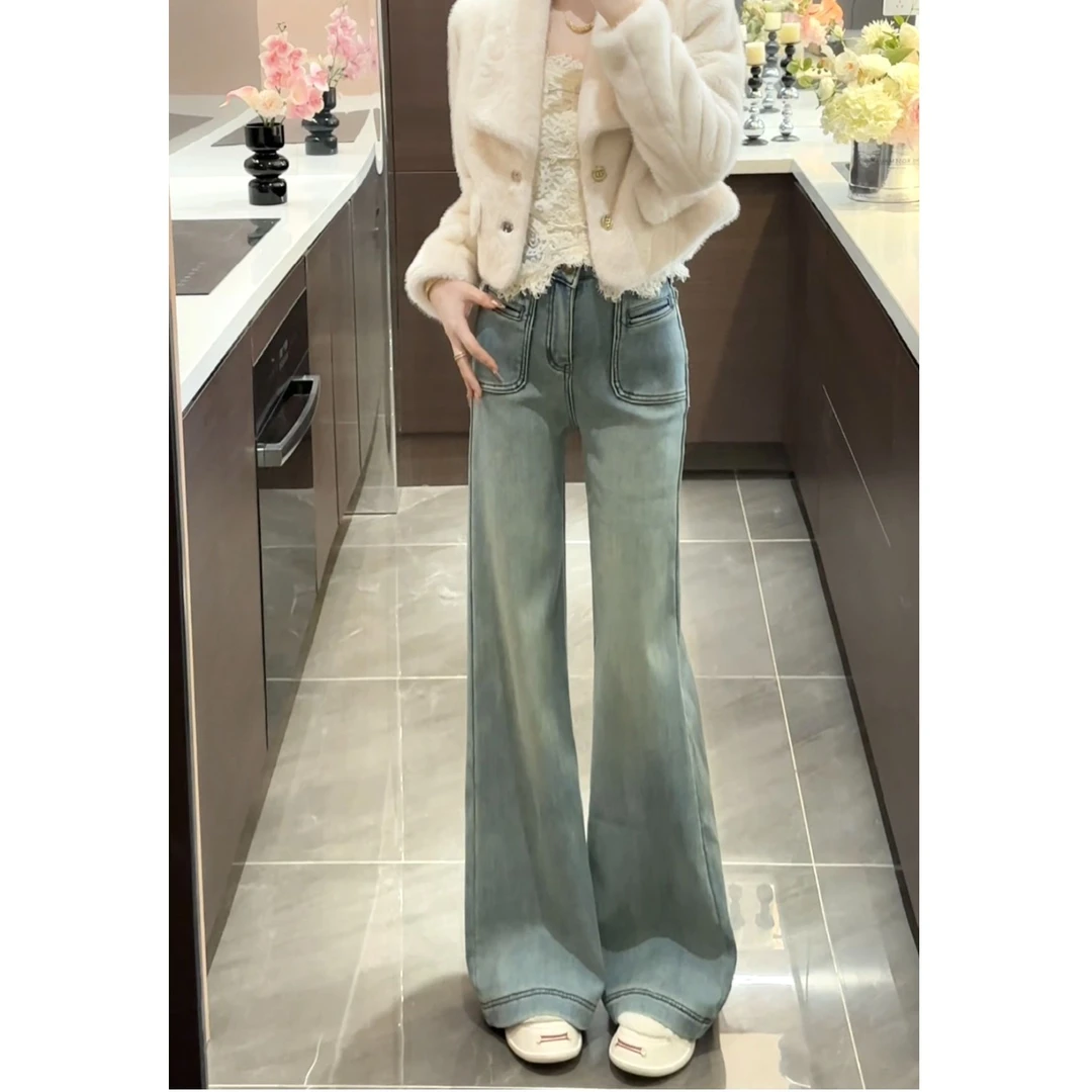 洛瑶 ●【牛仔裤】秋冬设计感加绒加厚宽松显瘦阔腿裤Q4NZK8422A