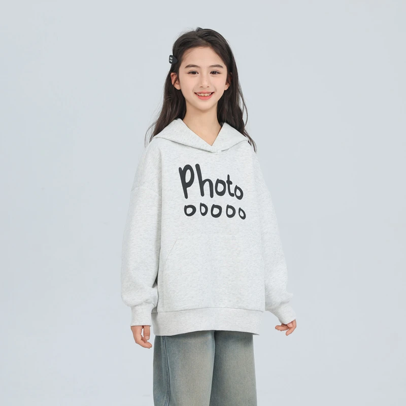 1765女童长袖卫衣春装6-12岁中大童连帽潮款春秋洋气宽松套装上衣