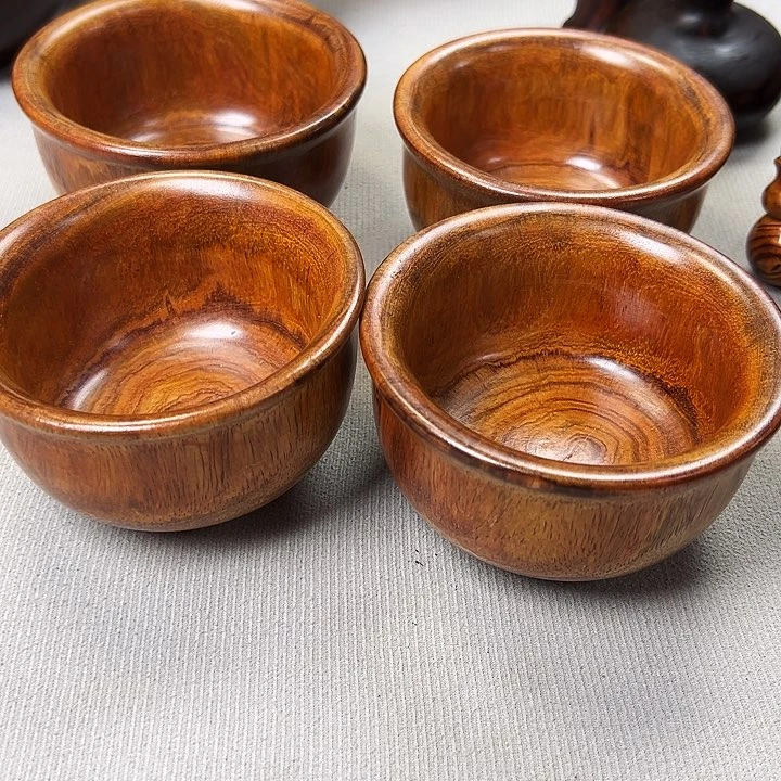 面****开越南黄花梨木碗一对