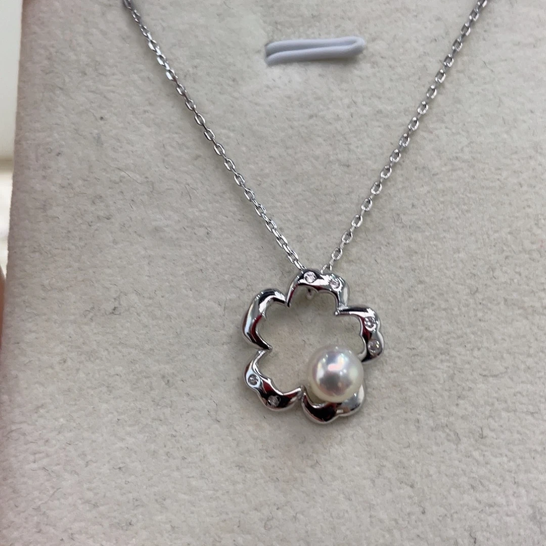 海水珍珠银S925镶嵌项链