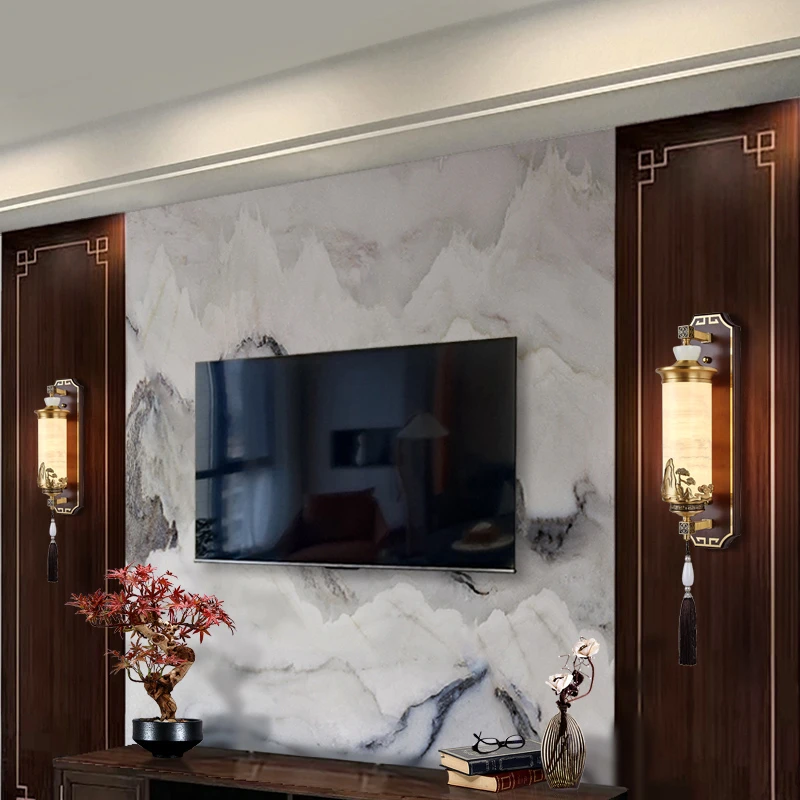 中式餐厅中式玄关过道餐厅茶室玉石壁灯壁灯