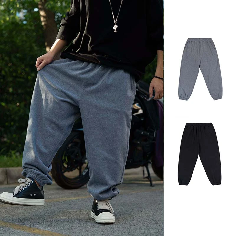 【重磅350g锥形束脚纯棉卫裤】红绳款男女垮裤嘻哈垂感休闲裤16458