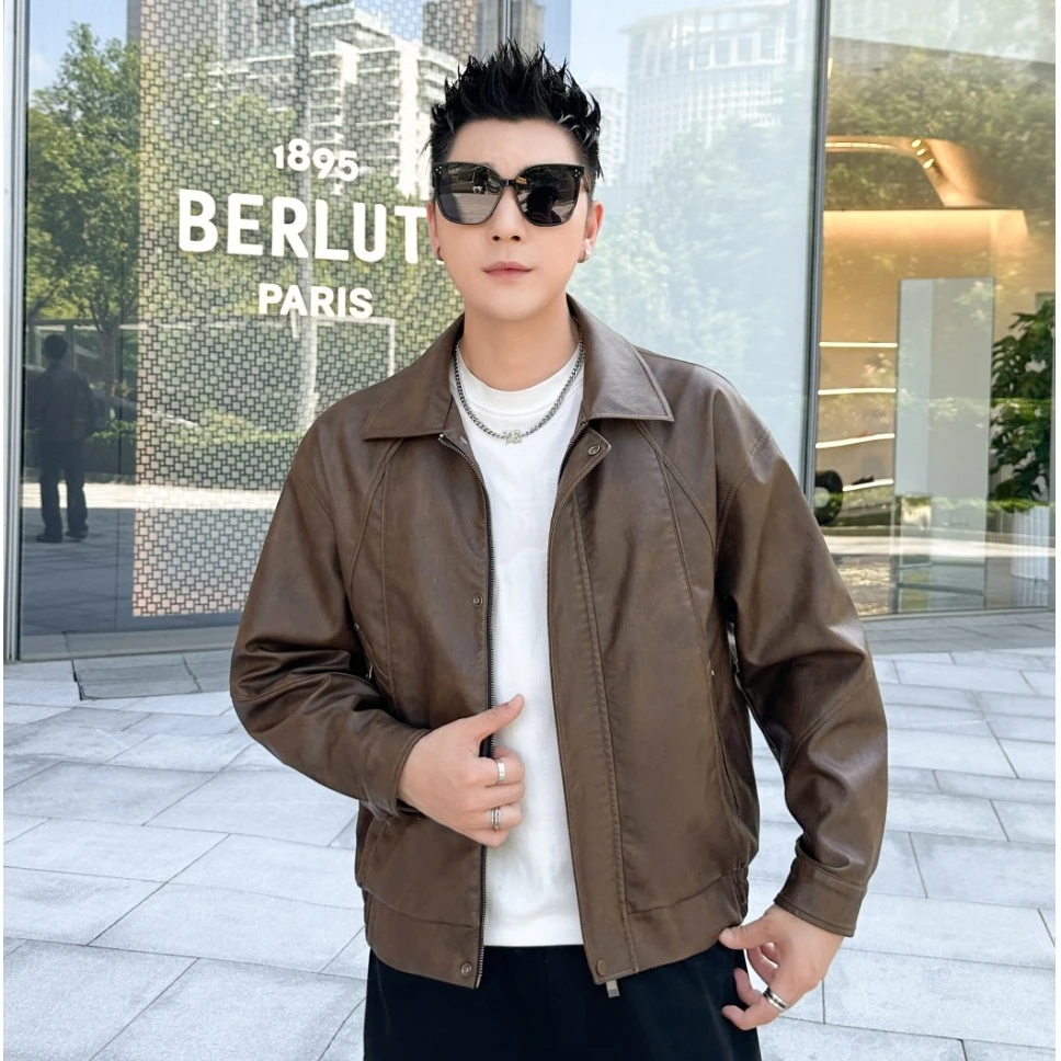 『小杨甄选』秋季上新休闲百搭美式复古美拉德皮夹克外套2516