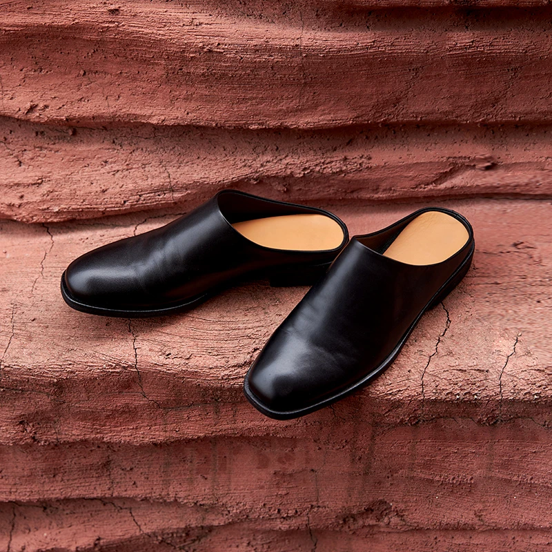 牛皮包头拖鞋女2024新款慵懒拖鞋外穿百搭真皮复古做旧凉鞋