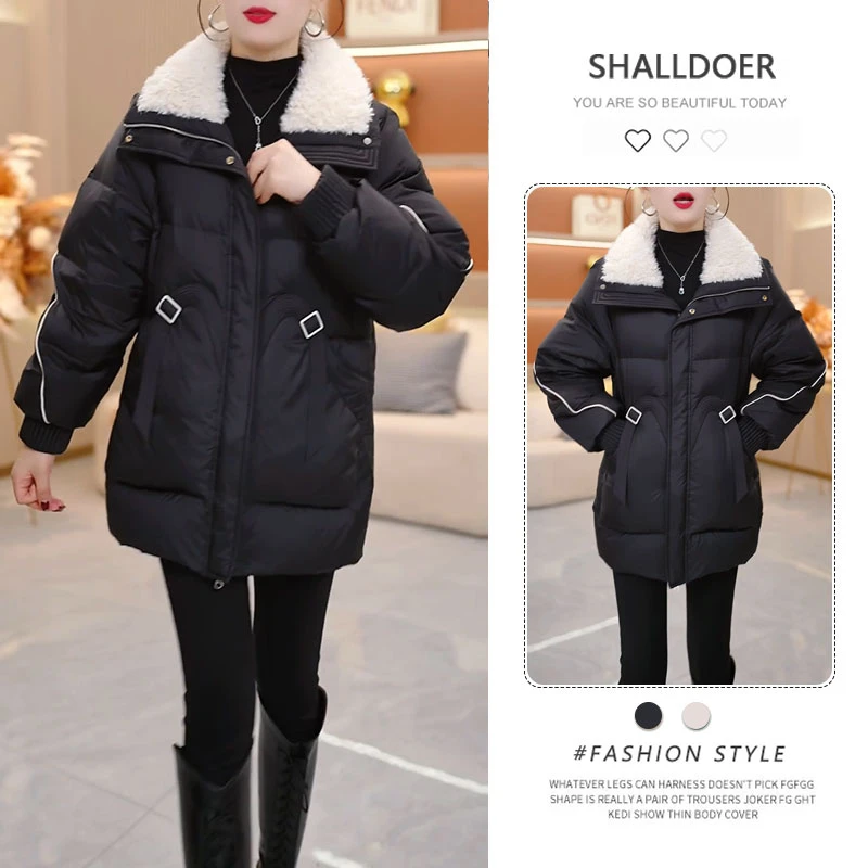 2025新款设计感优雅气质百搭保暖外套时尚洋气显瘦翻领棉服