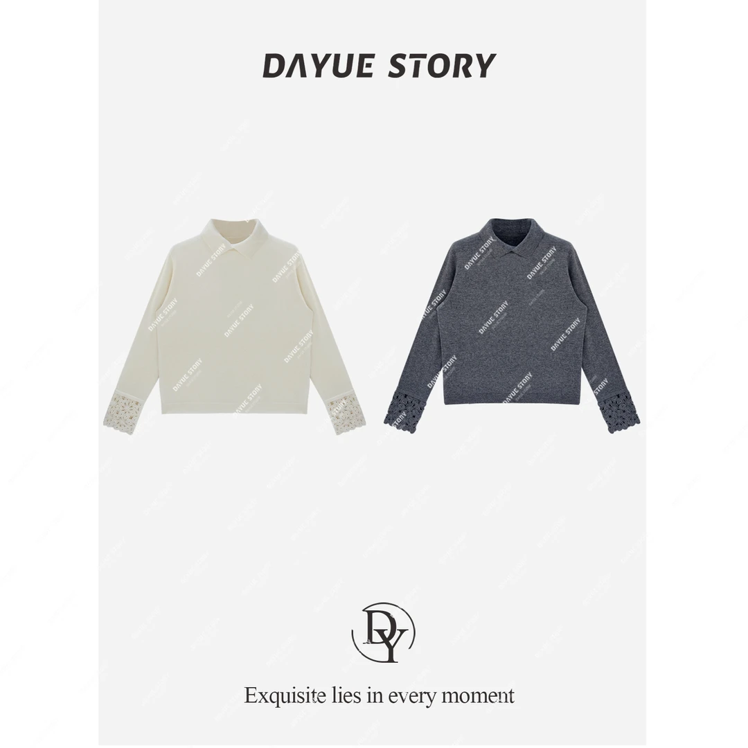 DAYUE【都柏林】难以藏住的喜爱~重工艺定位瑞士机织花绵羊毛针织衫