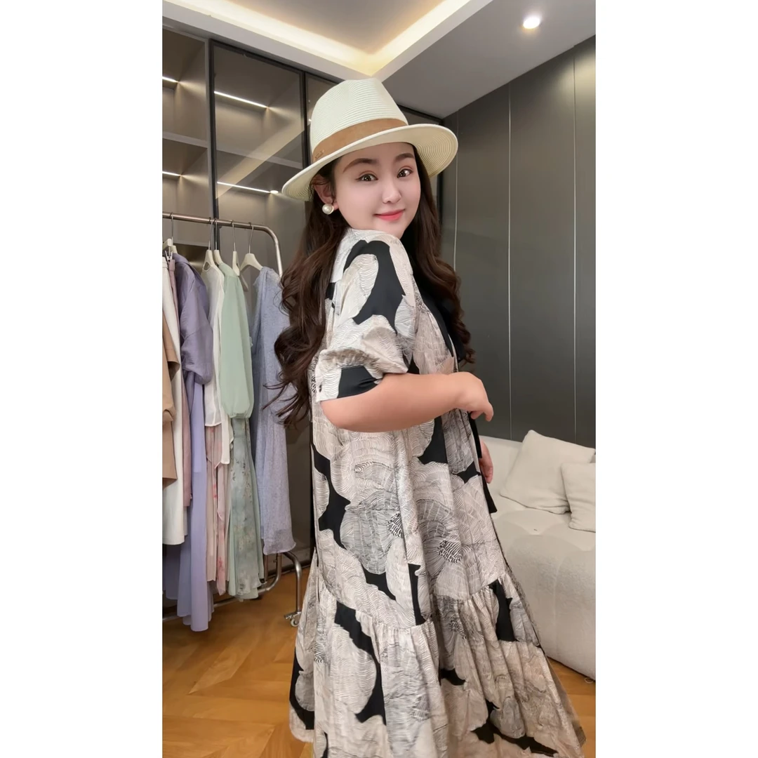 【雾野山茶】TOYA大码女装短袖春夏新款连衣裙遮肉显瘦穿搭宽松