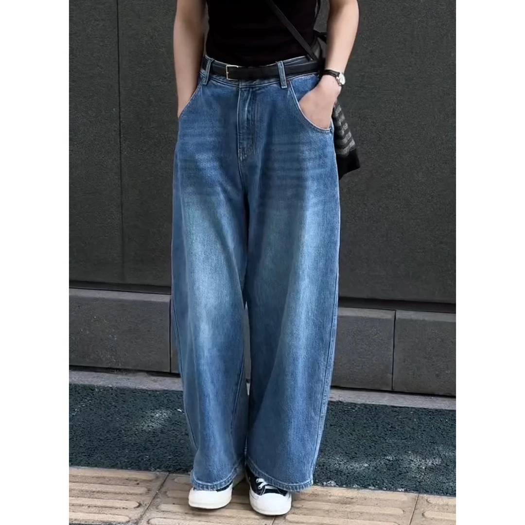 爆款牛仔裤女宽松阔腿裤秋遮胯弯刀裤梨型身材高腰显瘦垂感直筒裤