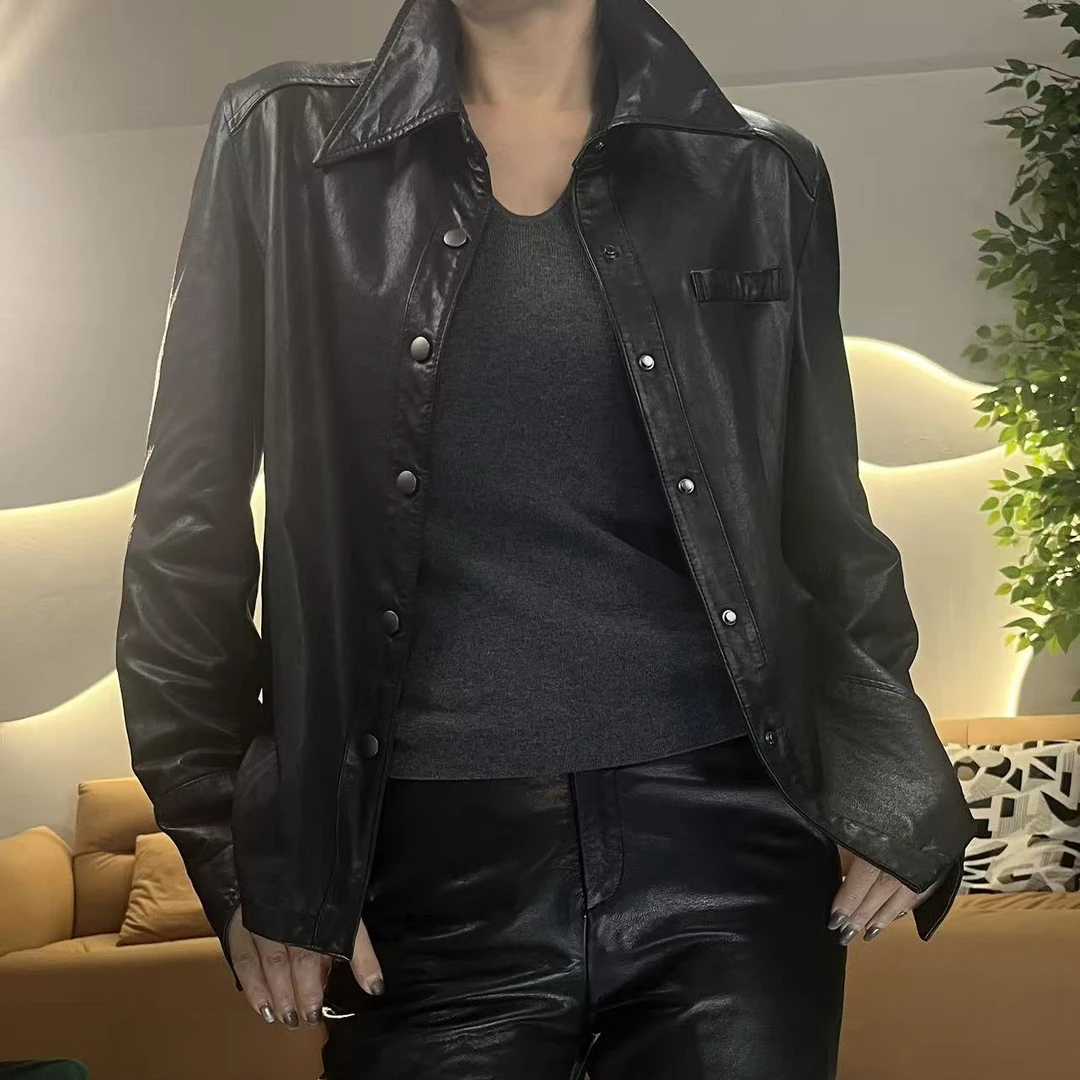 宾姐服饰】（款号A-83）25洋气百搭时尚真皮绵羊皮外套（衣长62左右）