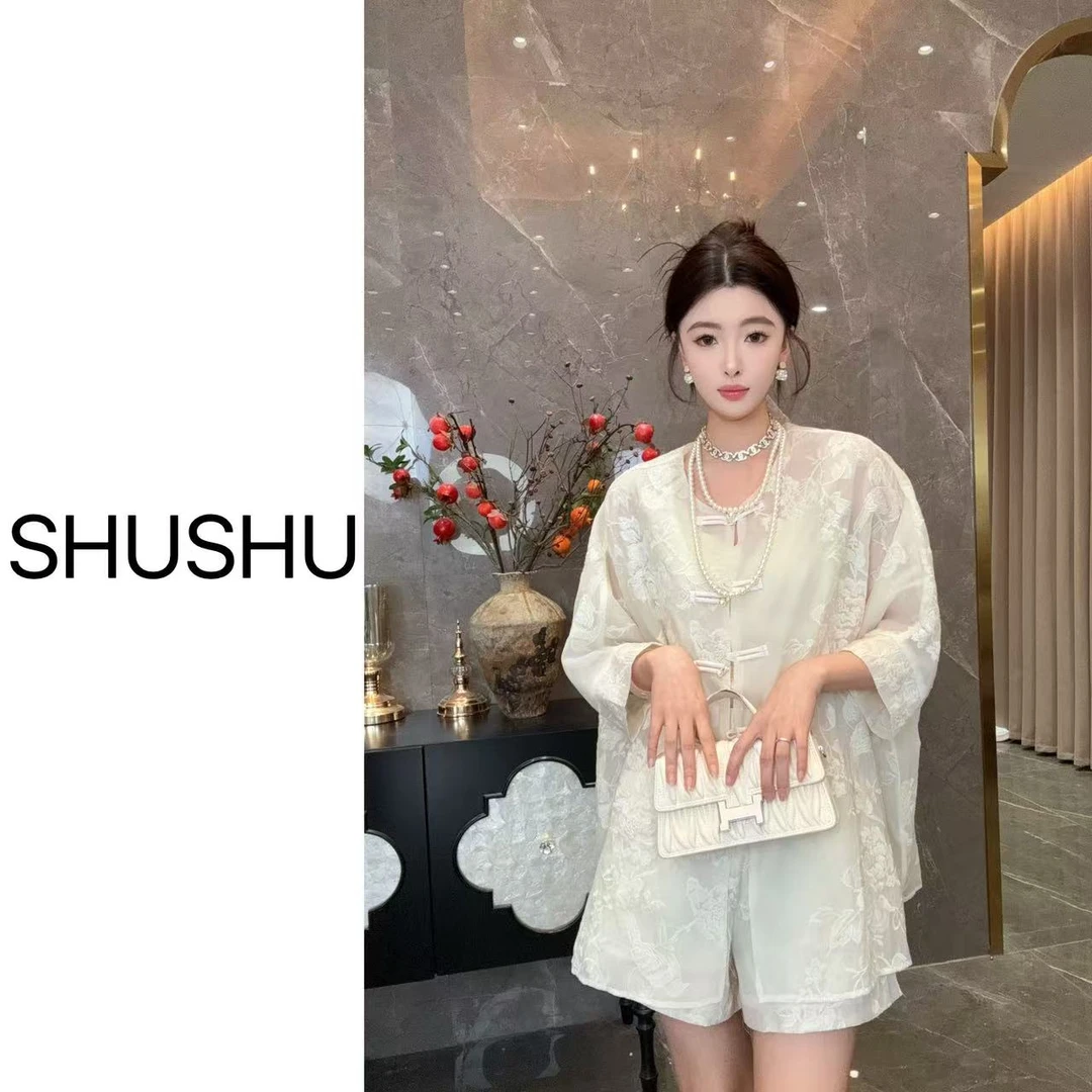 新款【白玉兰】新中式夏季气网红质时尚休闲重工刺绣套装