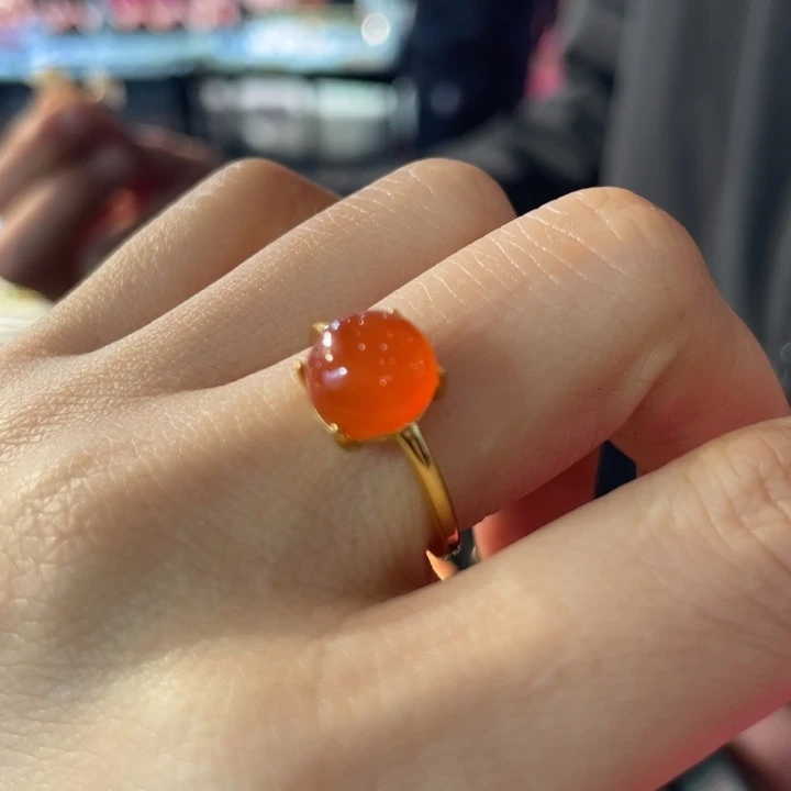 南红玛瑙银S925镶嵌戒指