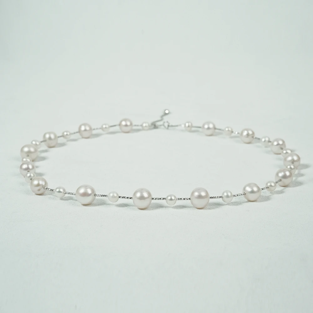 5-11mm 星灿 A584-45 S925银天然淡水珍珠项链设计款精致高级强光