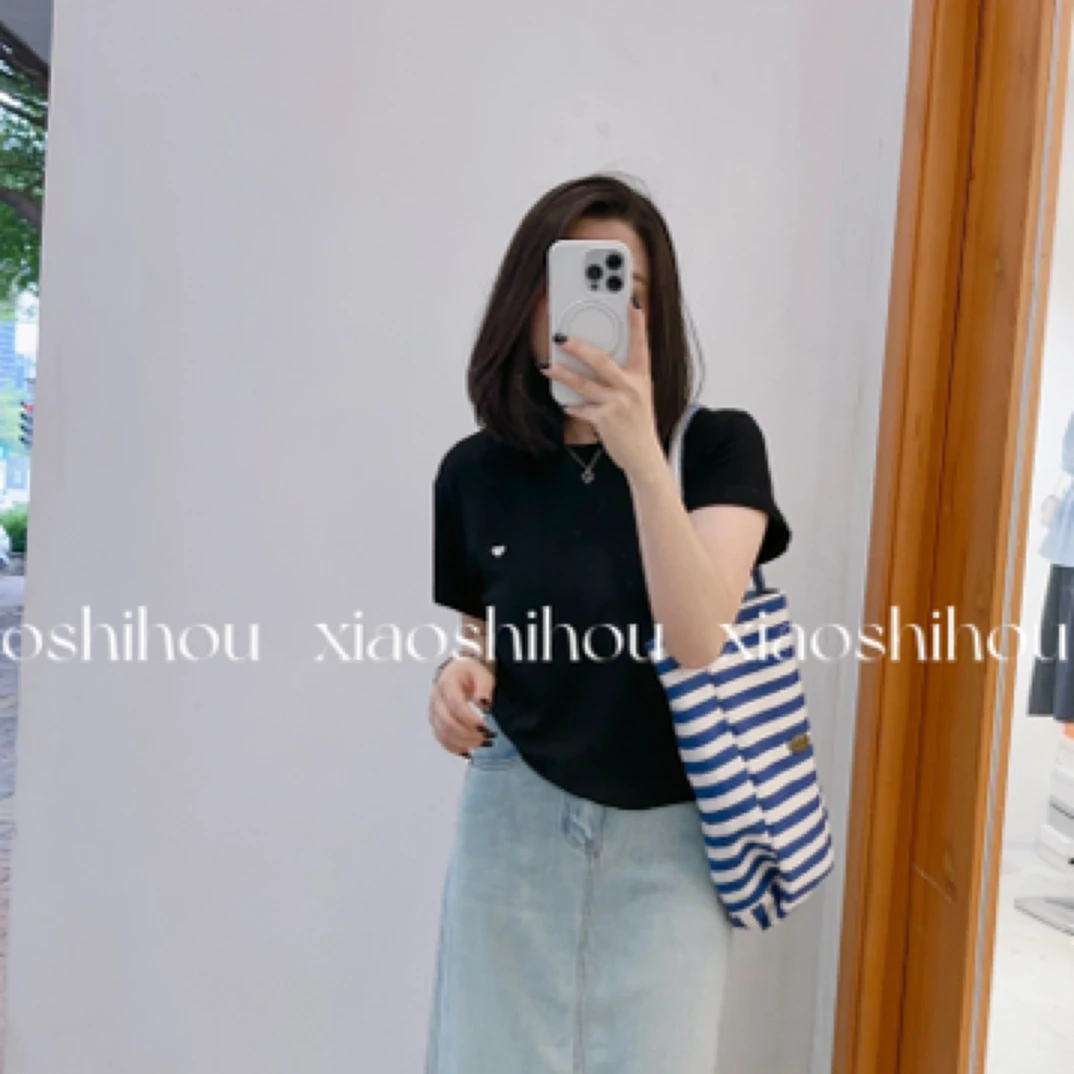 小时候女装店简约爱心T恤7738