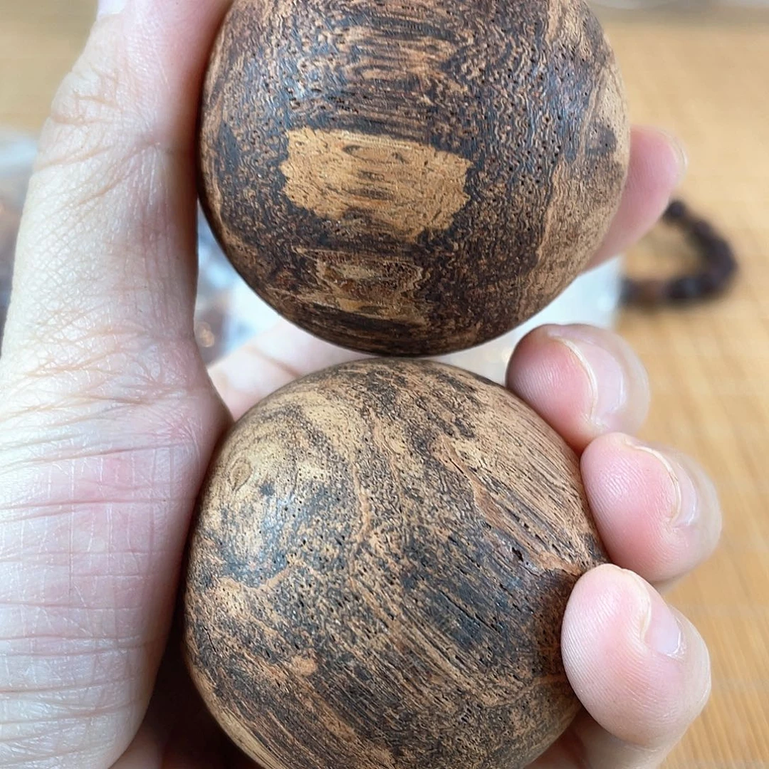 顺***意降真香手串/手链4.5白棋黄金甲手球一对