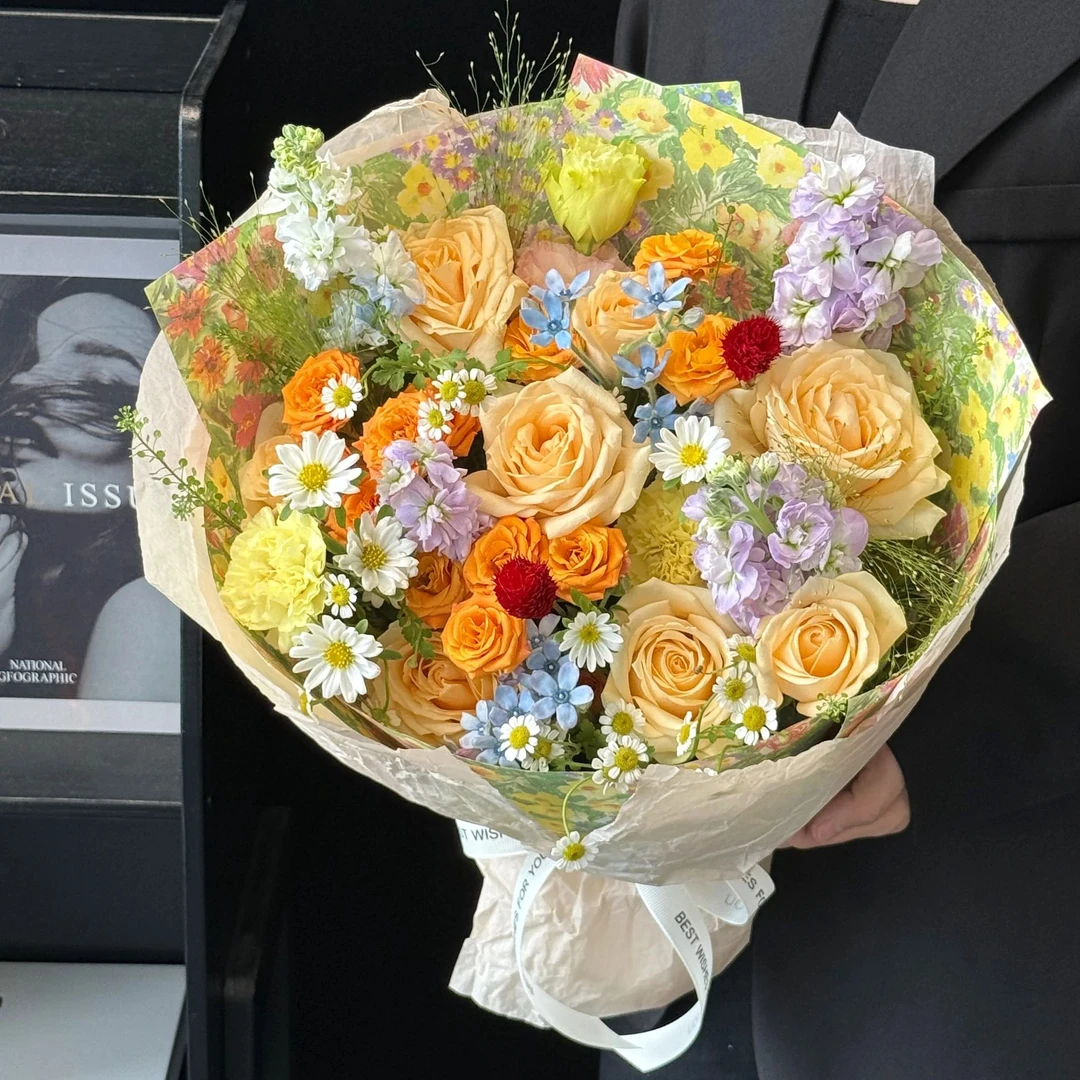 【秘密花园】多巴胺玫瑰花束韩式混搭花束网红鲜花节日生日礼物送女友老婆闺蜜朋友全国同城配送送花上门小时达