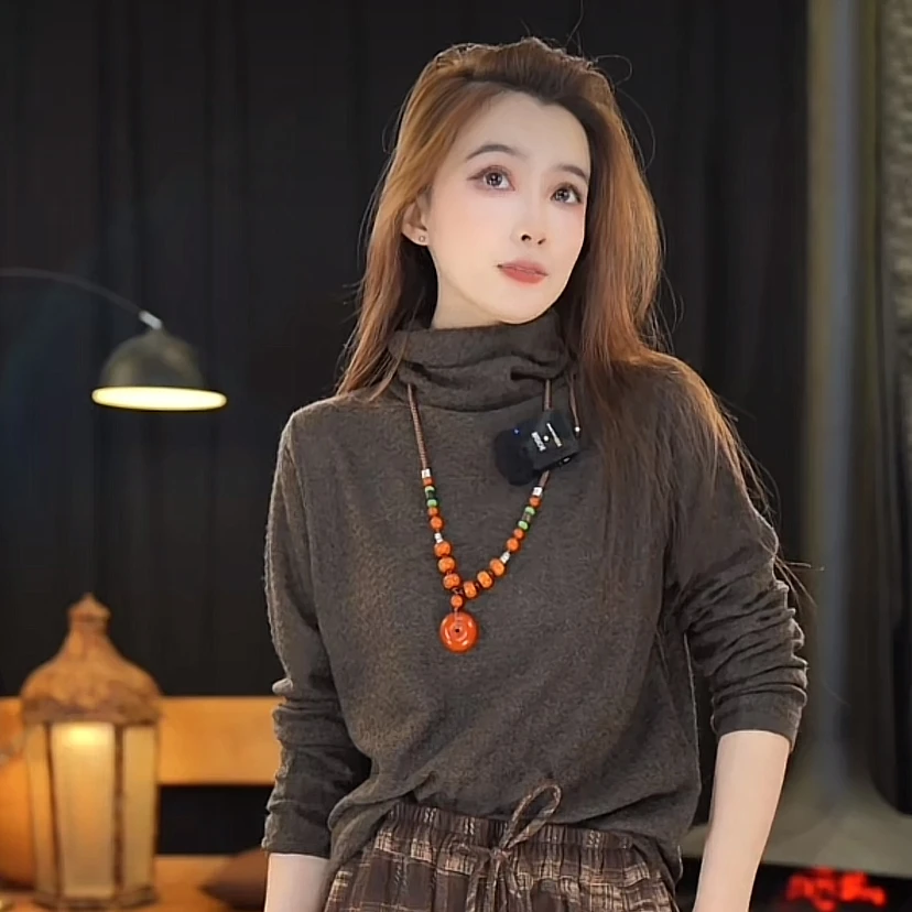 顾玖儿高领内搭羊毛上衣#W98687