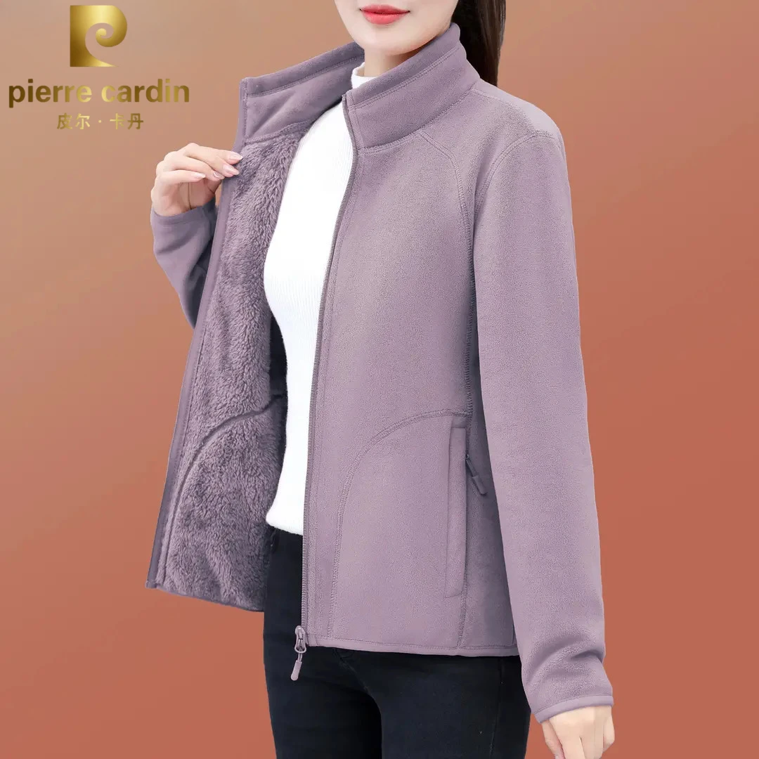 皮尔卡丹奥粒绒短外套女秋冬2025新款加绒加厚保暖双面绒保暖衣服