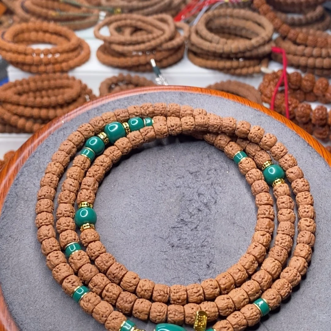 金刚菩提手串五爪金龙龙切佛手套装，尺寸8+