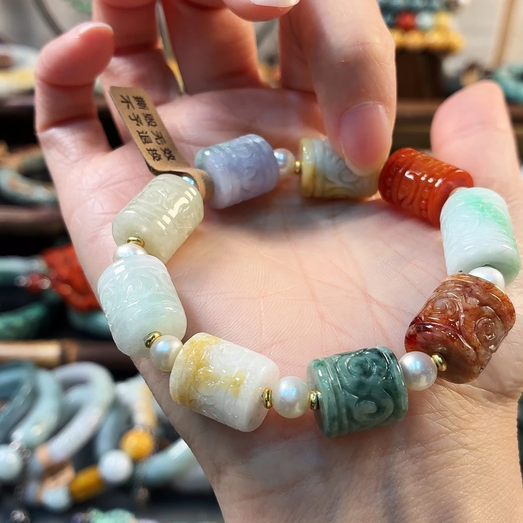 啵***露翡翠未镶嵌手链手串