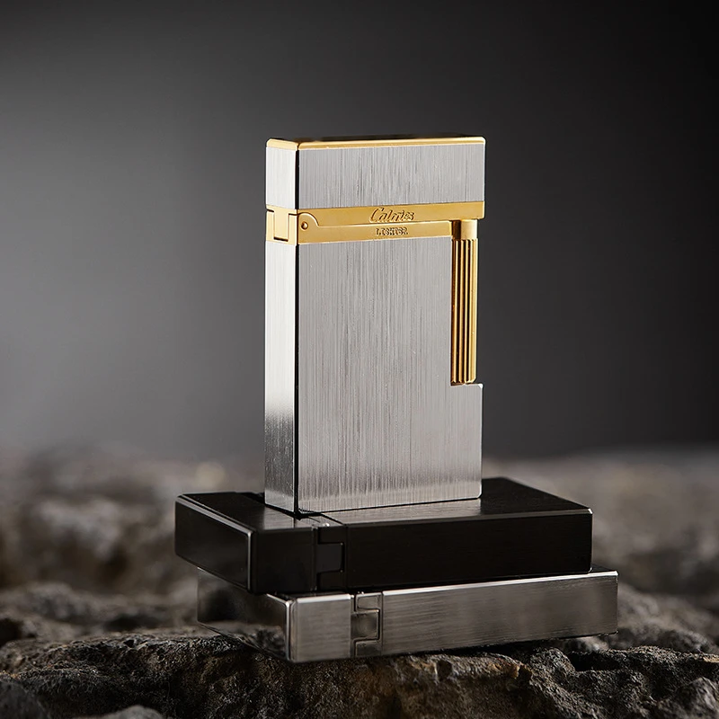 经典拉丝朗声打火机砂轮明火侧滑纯铜打火机创意男士礼品