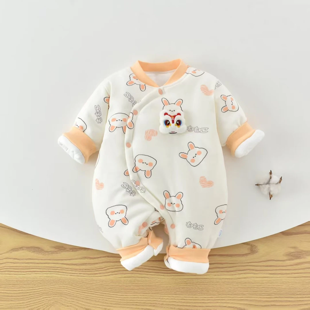 秋冬爬服哈衣连体衣棉衣幼儿女宝新生婴