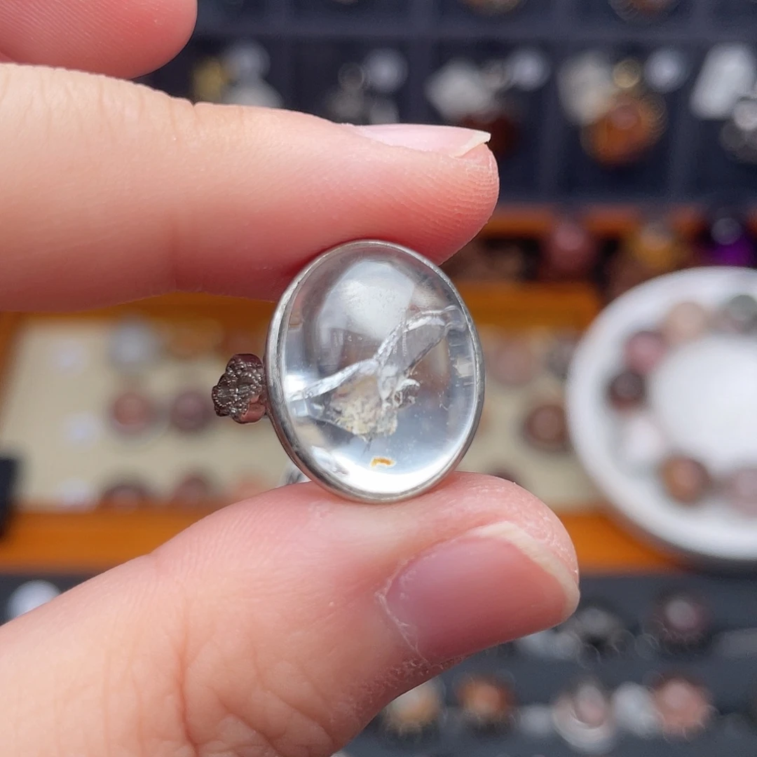 水晶戒指银S925镶嵌11111