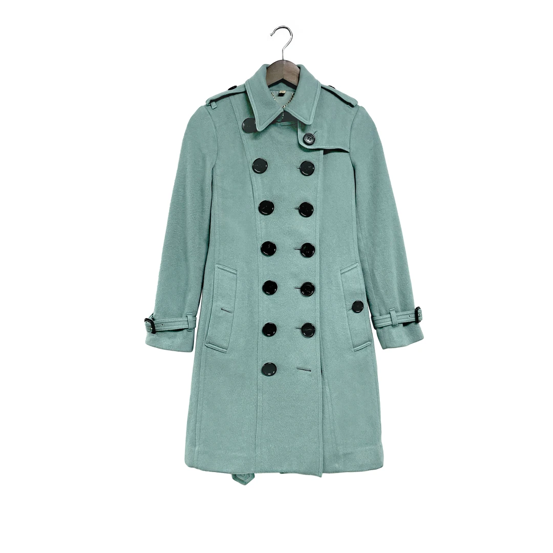 95新 BURBERRY/博柏利 青奢荟/36码/休闲中长薄荷绿大衣////67200