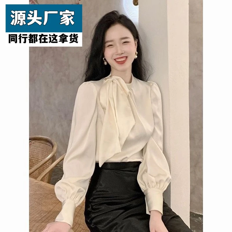 梵乐芬法式女秋2025新款蝴蝶结衬衫小众设计感高档气质洋气别致衬
