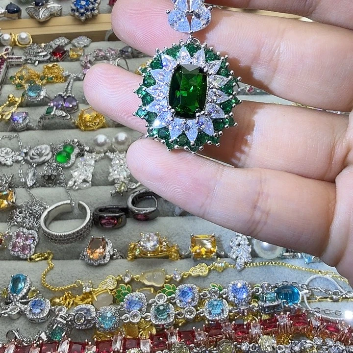 戒指银S925镶嵌烟晶