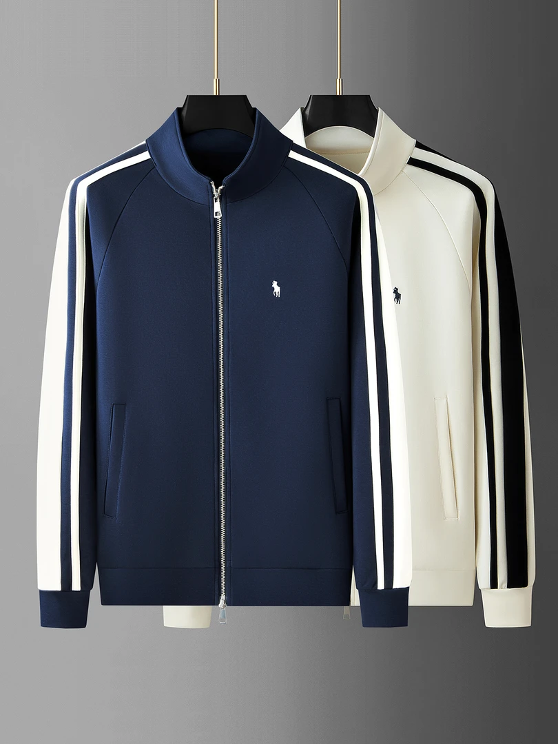 凯邦威克秋季战马刺绣时尚拼接空气层太空棉男士立领开衫卫衣外套