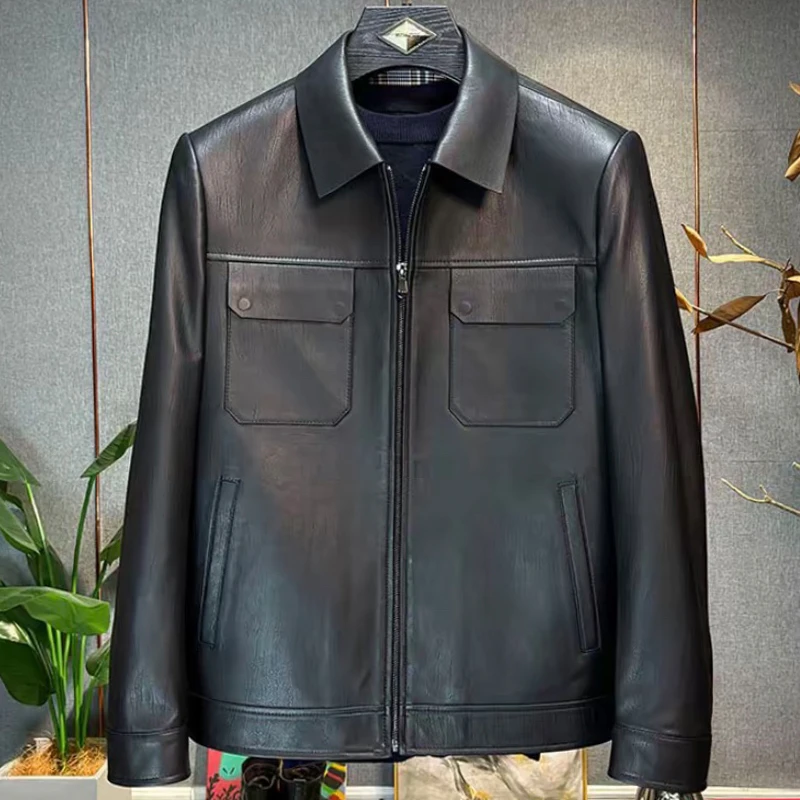 【雷军同款】【菲姐】海宁皮衣2025新款翻领男士绵羊皮休闲外套2568