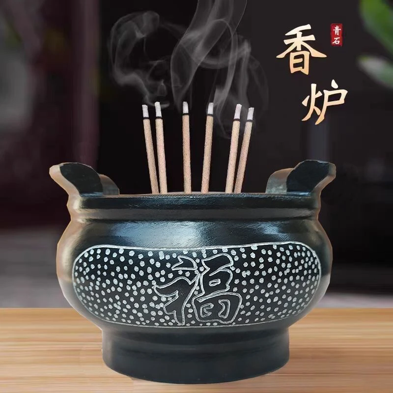 福建惠安石雕香炉家用供奉三件套香炉户外坟前青石香炉送胶金沙
