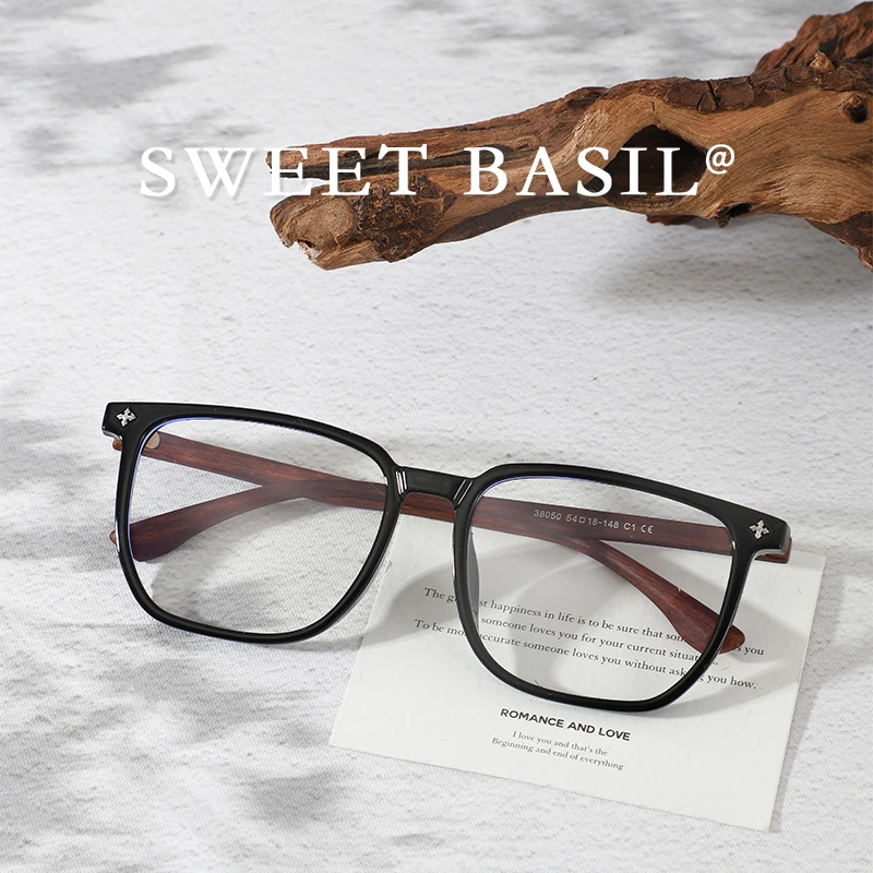 Sweet basil/紫淑TR90木纹复古超轻大框防辐射蓝光近视眼镜韩版