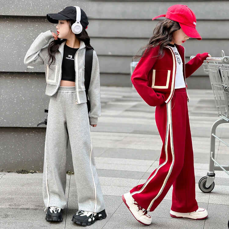 女童运动套装秋装2025新款中大童卫衣外套儿童休闲两件套春秋款潮