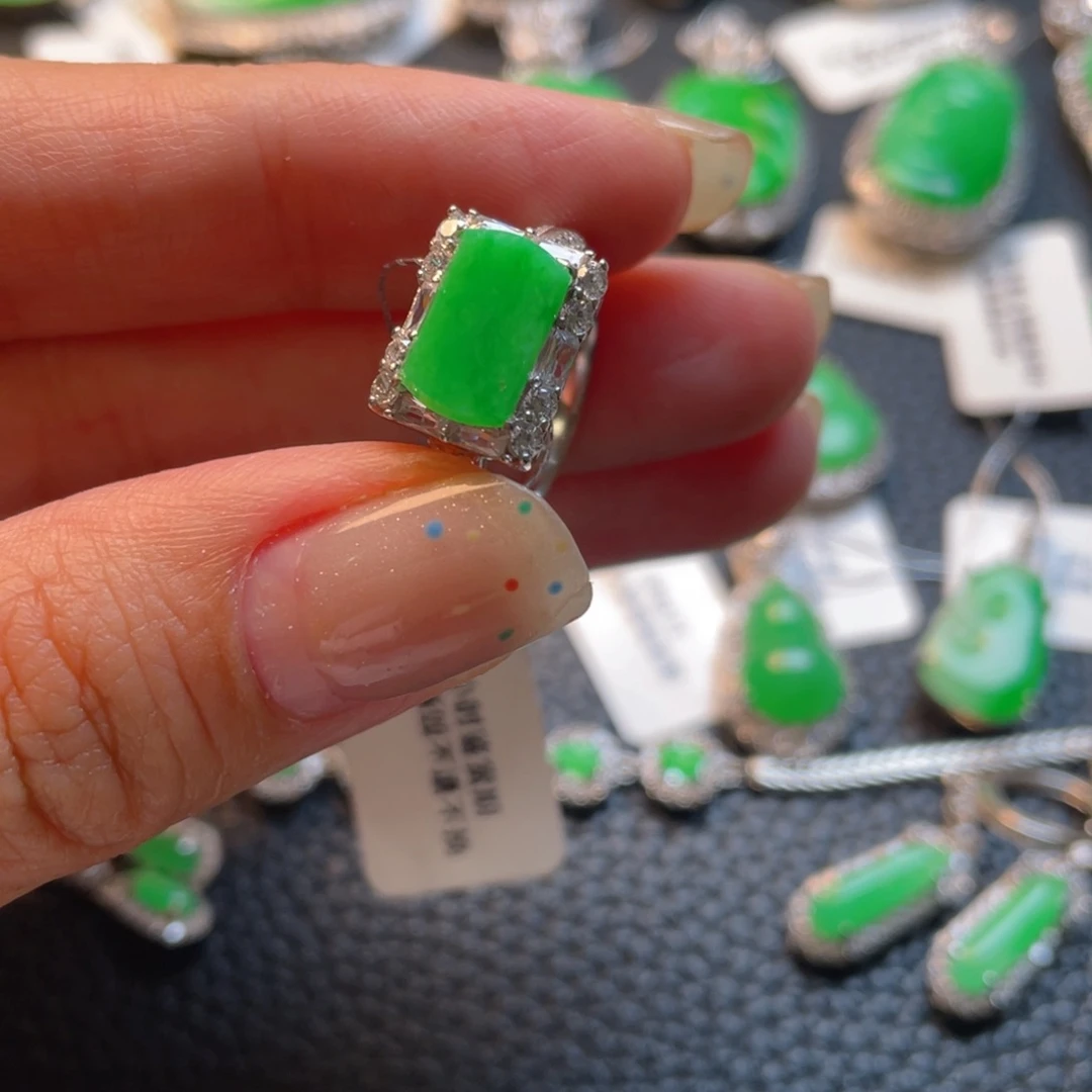 翡翠银S925镶嵌吊坠(不含链)戒指