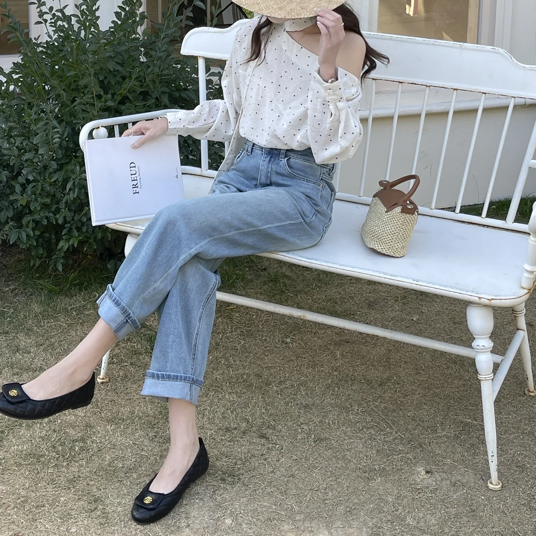 花汐 百搭2025春季新款显瘦气质直筒休闲时尚牛仔裤