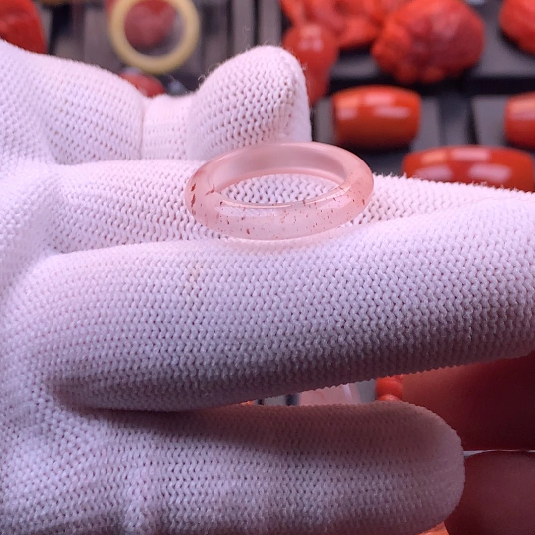 南红玛瑙未镶嵌【传仁】川料冰飘满天星戒圈内径17.3mm