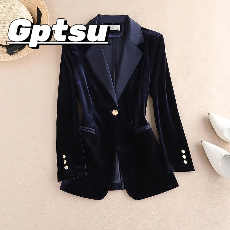 GPTSu小西装外套女装2025春秋季款职业时尚气质垂感黑色西服套装