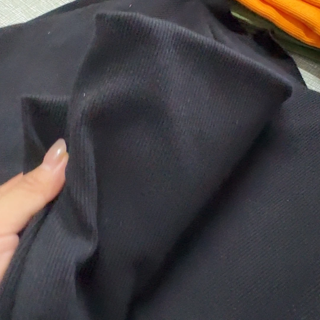 棉55号黑色纯棉2/2罗纹一米