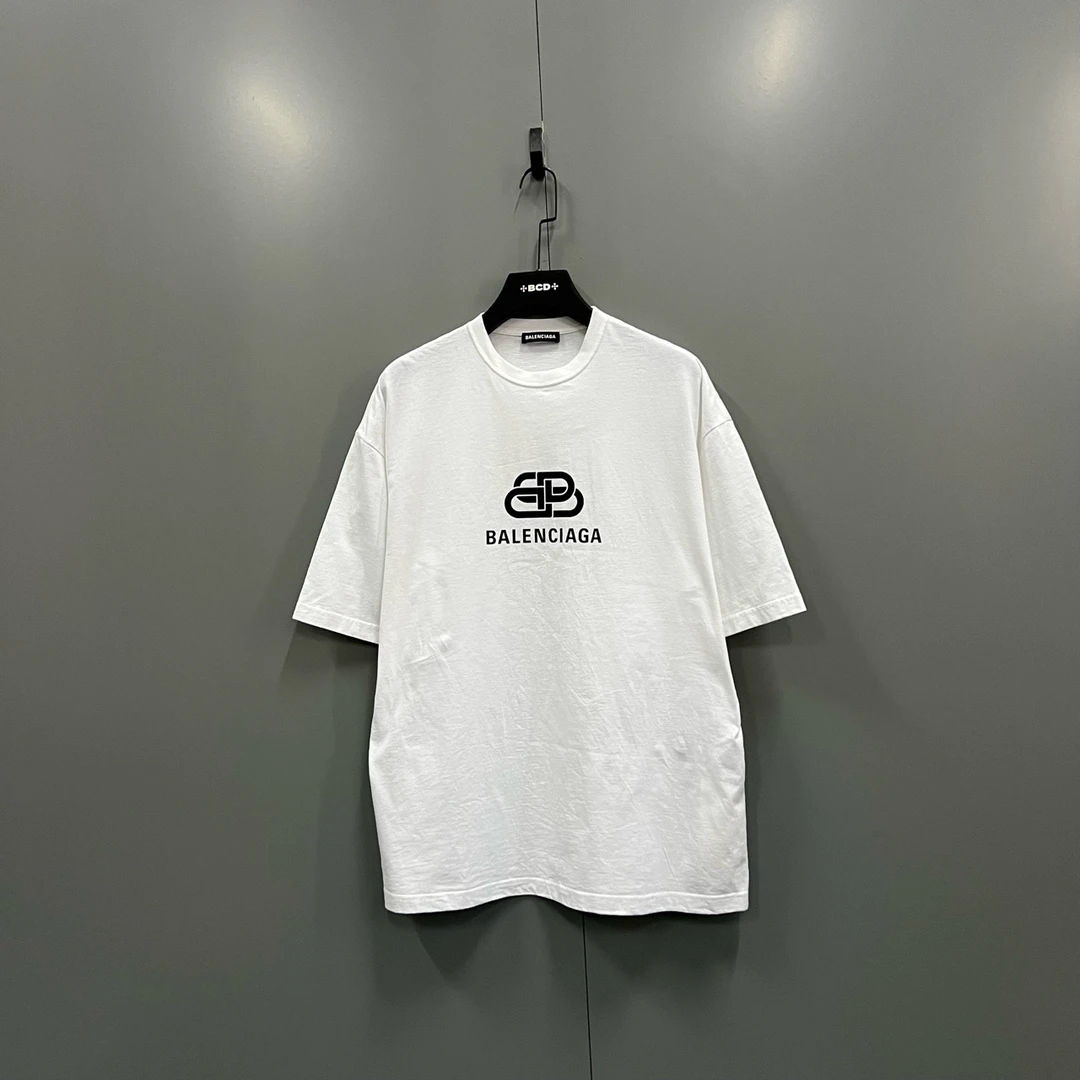 95新 Balenciaga/巴黎世家 白色锁扣logo短袖 L码/3949/