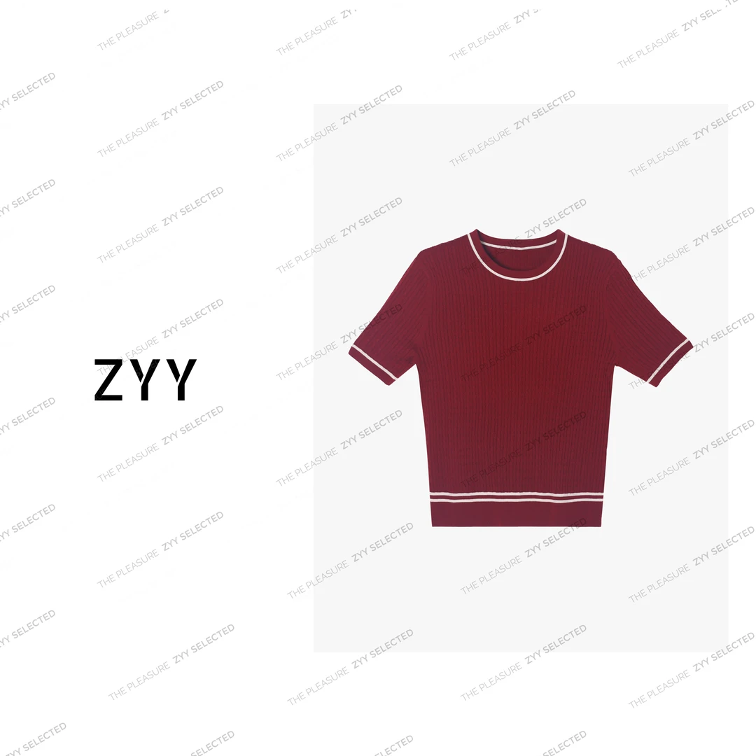 ZYY【赤陶织语】2025/S新品轻薄修身显瘦圆领绞花针织衫X25XZZ02666