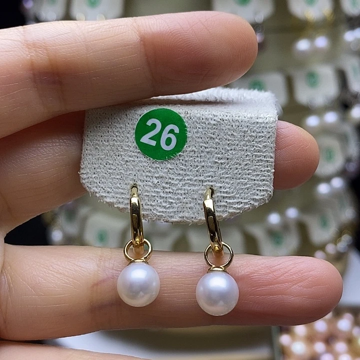 银S925镶嵌淡水珍珠耳饰