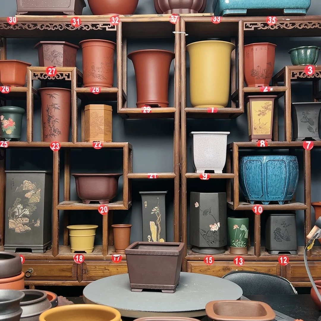 紫砂花盆祥*全手工四方