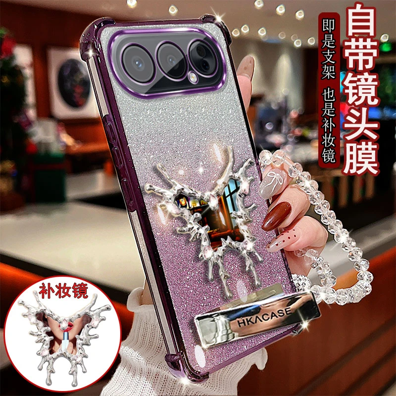 适用荣耀500pro手机壳MEP-AN00支架镜子四角气囊防摔套镜头全包边