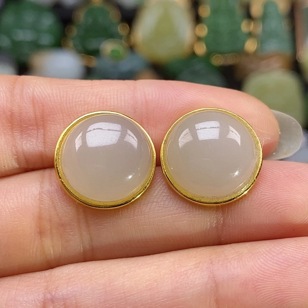 和田玉银S925镶嵌颈饰藕粉卡16