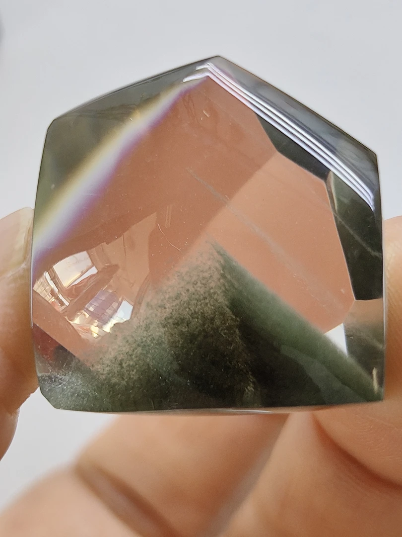 天然水晶绿幽灵随形金字塔吊坠,28*27.6*17.3mm,17.8克