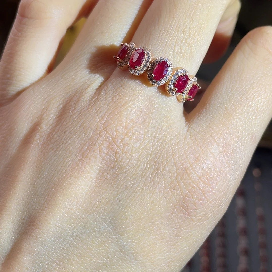 红宝石银S925镶嵌戒指