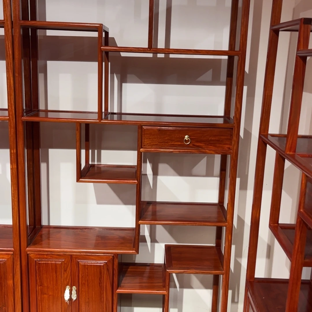 见***一紫檀木类成套家具缅甸花梨木博古架