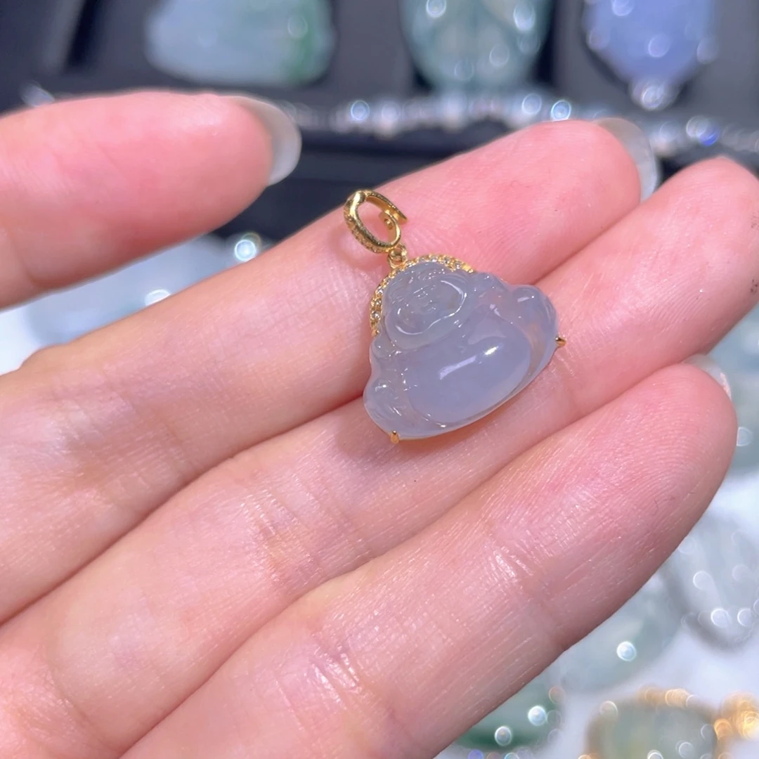 颈饰18K金镶嵌翡翠翡翠